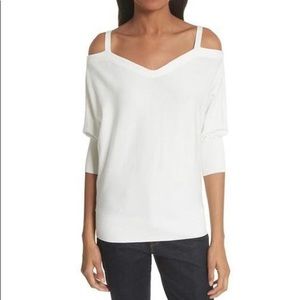 MILLY Drama Cold Shoulder Dolman Sleeve Top LARGE